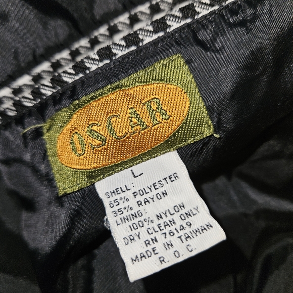 Vintage double breasted houndstooth suit coat with shoulder pads 47 inch chest - Picture 3 of 5